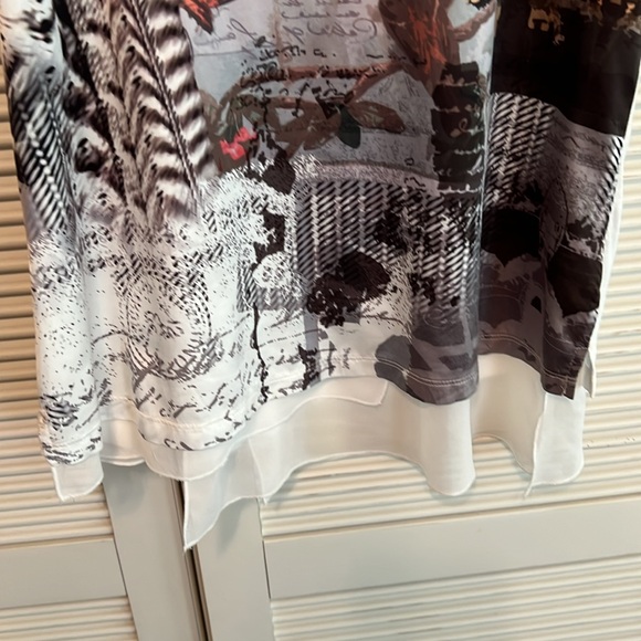 CREATION L Layered Look Short Sleeved Printed Tunic Top - Picture 3 of 5